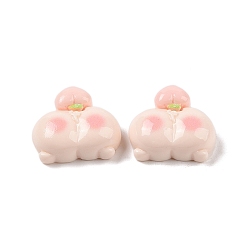 Pink Непрозрачная смола декодирует кабошоны, мультфильм персиковая свинья, розовые, 22x24.5x9.5 мм