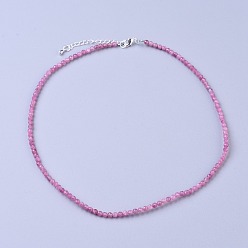 Турмалин Натуральный турмалин из бисера ожерелья, с латунными карабин-лобстерами , граненый круглый бисер, 15.75 дюйм ~ 16.14 дюйм (40~41 см) x 2 мм