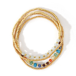 Аквамарин 4шт. роскошный натуральный аквамариновый круглый бисер, лунный камень, лазурит, малайзийский нефрит, стекло, кубический цирконий, фиолетовый гранат, красный гранат, стеклянные бусины, набор для женщин, внутренний диаметр: 6-1/2 дюйм (16.5 см)