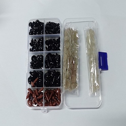 Бледно-Розовый Ремесленные пластиковые кукольные глаза и носы, мягкие игрушки глаза и носы, с кольцевой пластиковой шайбой, розовый жемчуг, Около 283 шт / коробка