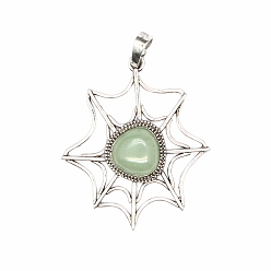 Зеленый Авантюрин Естественный зеленый авантюрин подвески, паучья сеть, 45x38x7 мм