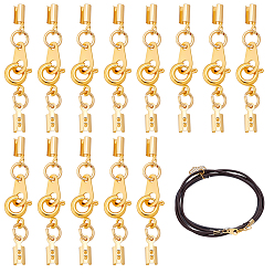 Золотой 20шт. латунные наконечники шнура, с латунными пружинными кольцами-застежками, золотые, 35 мм