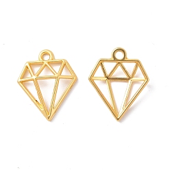 Матовый Золотой Цвет Стойки подвески обшивки сплава, без кадмия, без свинца и без никеля, полый, очарование ромбовидной формы, матовый золотой цвет, 19.5x16x3.5 мм, отверстие : 2 мм