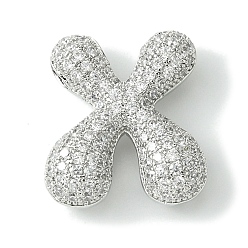 Letter X Стойки обшивки латунь кубического циркония подвески, без кадмия и без свинца, долговечный, алфавит, Письмо X, 21.5x19.5x8 мм, отверстие : 4x2 мм