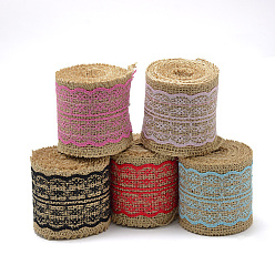 (52) Непрозрачная лаванда Лента из мешковины, гессеновая лента, джутовая лента, с кружевом, для изготовления ювелирных изделий, разноцветные, 2-3/8 дюйм (60 мм), о 2.187yards / рулон (2 м / рулон), 8 рулонов / мешок