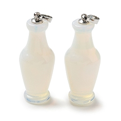Опал Опалит 3d подвески, подвески в форме вазы с застежками-кнопками из латуни платинового оттенка, 43x16 мм, отверстие : 6x4 мм