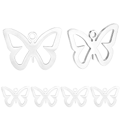 Нержавеющая Сталь Цвет 20 шт. 201 подвески из нержавеющей стали, бабочки прелести, цвет нержавеющей стали, 12.5x17.5x1 мм, отверстие : 1.4 мм