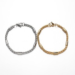 (52) Непрозрачная лаванда 304 коробка из нержавеющей стали цепи браслеты, бисером труб и омаров коготь застежками, разноцветные, 8-1/4 дюйм (210 мм), 4 мм