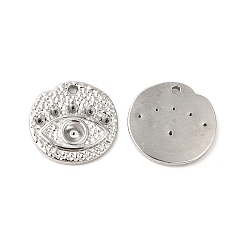 Stainless Steel Color Tarnish Resistant 304 Stainless Steel Pendant Rhineatone Settings, Flat Round with Eye, Stainless Steel Color, Fit for 1.4mm and 3mm Rhinestone, 13.5x2mm, Hole: 1mm