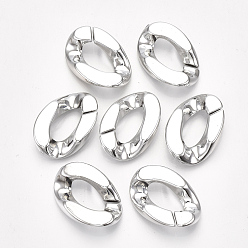 Платина Уф покрытие АБС-пластик соединительные кольца, разъемы для быстрой связи, для изготовления бордюрных цепей, несварные, твист, платина, 30x21x6 мм, отверстие : 16 мм