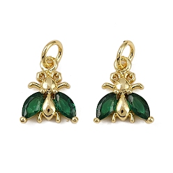 Настоящее золото 18K Латунные микро проложить кубического циркония подвески, обереги от насекомых, долговечный, без кадмия и без свинца, стойки покрытие, с целью перехода в кольце, реальный 18 k позолоченный, 12.5x10.5x3 мм, отверстие : 3.5 мм