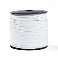 White Eco-Friendly Faux Suede Cord, Faux Suede Lace, White, 3.0x1.4mm, about 98.42 yards(90m)/roll