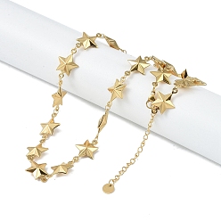 Real 18K Gold Plated 304 Stainless Steel Link Chain Necklaces, Star, Real 18K Gold Plated, 16.38 inch(41.6cm)