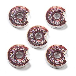 Седло Коричневый Печатные деревянные бусины, пончик, седло коричневый, 19.5x18x6 мм, отверстие : 2.5 мм