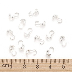 Silver Iron Bead Tips, Calotte Ends, Clamshell Knot Cover, Silver Color Plated, Size: about 9mm long, 3mm wide, 3mm inner diameter, hole: about 1.5mm