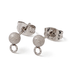 Нержавеющая Сталь Цвет Не тускнеет 304 фурнитура для сережек-гвоздиков из нержавеющей стали, с ушными гайками и горизонтальными петлями, , круглые, цвет нержавеющей стали, 7x4 мм, отверстие : 1.8 мм, штифты : 0.6 мм