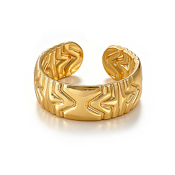 Golden Brass Cuff Open Rings for Women, Golden, 17mm