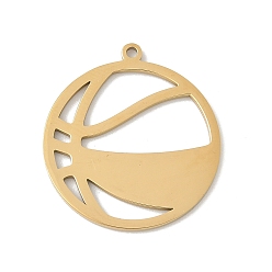 Золотой 304 подвески из нержавеющей стали, полый, баскетбольный шарм, золотые, 27x24x1 мм, отверстие : 1.4 мм