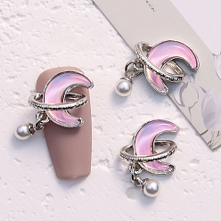 Бледно-Розовый Кабошоны из сплава луна-планета, ногтей декоративные аксессуары, платина, розовый жемчуг, 12.5x21 мм