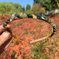 (RRHB277) Кристалл на подкладке из медово-бежевого цвета Резинки для волос из натурального индийского агата, аксессуары для волос для женщин и девочек, 150x130 мм