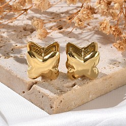 Бабочка Ионное покрытие (ip) 304 серьги-кольца из нержавеющей стали, реальный 18 k позолоченный, бабочка, 14.5x15x14 мм