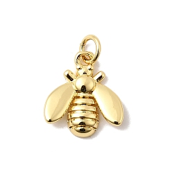 Bees Латунь прелести, долговечный, без свинца и без кадмия, стойки покрытие, с целью перехода в кольце, реальный 18 k позолоченный, Пчелы, 15x13x3.5 мм, отверстие : 3 мм