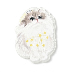 Белый Акриловые подвески, форма кошки, белые, 44.5x31x2.5 мм, отверстие : 2 мм