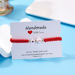 Baseball Спортивная тематика пластиковые подвески плетеные браслеты из бусин, регулируемые браслеты из нейлона, с подарочной картой, бейсбол, 6-1/4~11 дюйм (16~28 см)