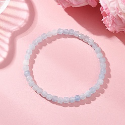 Аквамарин Браслеты из натуральных аквамариновых бусин для женщин, кубические, внутренний диаметр: 2.09~2.17 дюйм (5.3~5.5 см)
