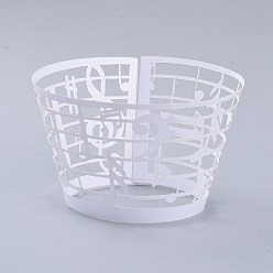 White Musical Note Cupcake Wrappers, Laser Cut Liner Artistic Baking Cup Wraps, for Wedding Party Birthday Decoration, White, 8.5x21.5x0.03cm