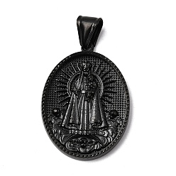 Черный 304 подвески из нержавеющей стали, ионное покрытие (ip), овальные с девственной, чёрные, 36x26.5x4.5~7 мм, отверстие : 4x9 мм