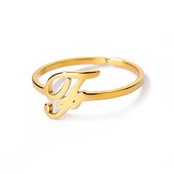 Letter F Регулируемые 201 манжеты из нержавеющей стали с буквами для женщин, золотые, Буква F, внутренний диаметр: 15~20 мм