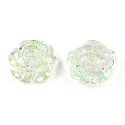 Светло-зеленый Прозрачные кабошоны из абс-пластика, с покрытием AB цвета, роза, светло-зеленый, 24x23.5x9 мм