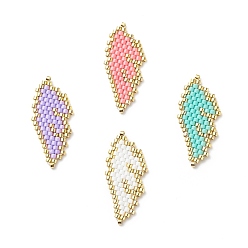 Mixed Color Handmade Japanese Seed Beads, Loom Pattern, Feather, Mixed Color, 29.5x13.5x2mm
