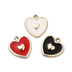 (52) Непрозрачная лаванда Подвески из эмали из сплава с УФ-покрытием, шарма сердца, золотые, разноцветные, 17.5x17.5x1.5 мм, отверстие : 1.6 мм