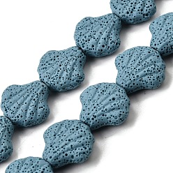 Стально-синий Нити бусин из окрашенной натуральной лавы, формы раковины, стальной синий, 19x21x7.5 мм, отверстие : 1.4 мм, около 21 шт / нитка, 15.75'' (40 см)