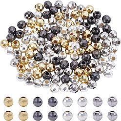 Gemischte Farbe Facettierte runde Messing Spacer Perlen, Gemischte Farbe, 5 mm, Bohrung: 2 mm, 120 Stück / Karton