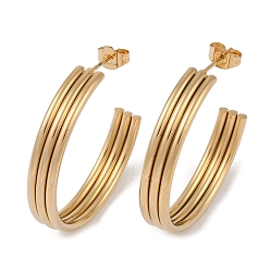 Золотой Вакуумное покрытие pvd 201 серьги-гвоздики из нержавеющей стали в форме буквы С, с 304 штифта из нержавеющей стали, золотые, 35x6 мм