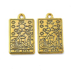 Античное Золото Стойки подвески обшивки сплава, без кадмия, без никеля и без свинца, Таро прелести, звезда xvii, 23x14x1.5 мм, отверстие : 1.8 мм