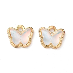 Мята молочно-белая Стеклянные подвески из сплава для крепления в стойку, бабочка, золотые, мятный крем, 9x9.5x3.5 мм, отверстие : 1 мм