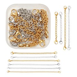 (52) Непрозрачная лаванда 10 пряди 10 стиль 304 удлинитель цепи из нержавеющей стали, с обочины цепей и когтя омара застежками, разноцветные, 50~150x6.5 мм, Кольцо: 4x3x0.6 mm, застежка : 10.5x6.5x3.5 mm, 1 прядь / стиль