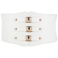 Белый 1Пояса для талии из искусственной кожи для женщин, Сплав с застежками, золотые, белые, 715x120x14.5 мм