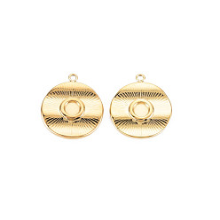 Настоящее золото 14K Ионное покрытие (ip) 304 настройки эмали подвески из нержавеющей стали, плоско-круглые, реальный 14 k позолоченный, 17.5x15.5x2 мм, отверстие : 1.2 мм