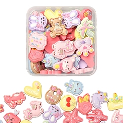 Mixed Color 40Pcs Cute Resin Cabochons, Frosted, Mixed Shapes, Mixed Color, 15~27x16~23.5x4.5~6mm