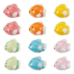 (52) Непрозрачная лаванда 12 шт. 6 цвета перламутровые фарфоровые бусины ручной работы для изготовления ожерелий и браслетов, дельфин, разноцветные, 14x17x12 мм, отверстие : 1.8 мм, 2 шт / цвет