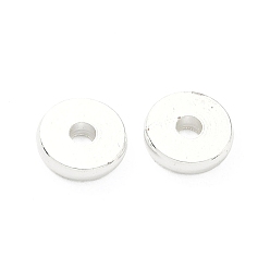 Посеребрённый Spacer бисер латунные, плоско-круглые, долговечный, без свинца и без кадмия, стойки покрытие, 925 серебро покрытием, 8x2 мм, отверстие : 2 мм