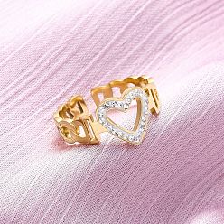 Настоящее золото 18K 304 нержавеющая сталь с регулируемыми манжетами из стразов, сердце, ионное покрытие (ip), реальный 18 k позолоченный, 9.5 мм, регулируемый