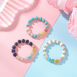 Смешанные камни 3шт. дисковые бусины из драгоценных камней с латунными кольцами на палец, золотые, 4.5 мм, внутренний диаметр: 20 мм