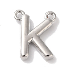 Letter K Стойки обшивки латунные подвески, долговечный, без свинца и без кадмия, письмо амулеты, платина, Письмо K, 11x9x2 мм, отверстие : 1 мм