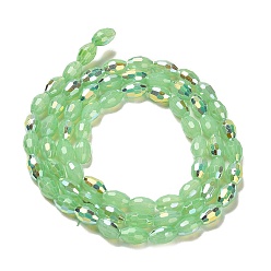 Light Green Baking Painted Glass Beads Strands, Imitation Opalite, Faceted, AB Color, Oval, Light Green, 4x6mm, Hole: 0.8mm, about 69pcs/strand, 16.54~16.73''(42~42.5cm)
